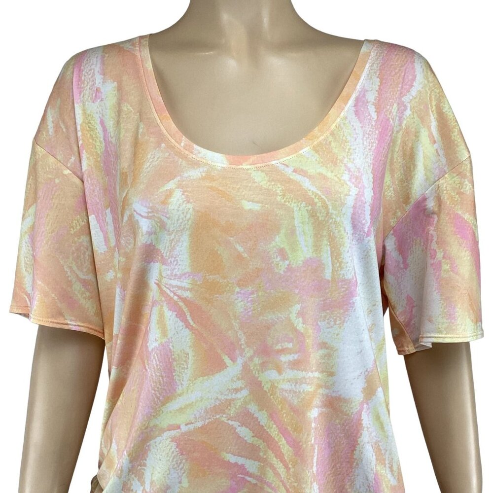 Prana Women’s Polyjungle Top Size Medium Pastel Tie-Dye Loose Fit Short‎ Sleeve - Picture 7 of 8